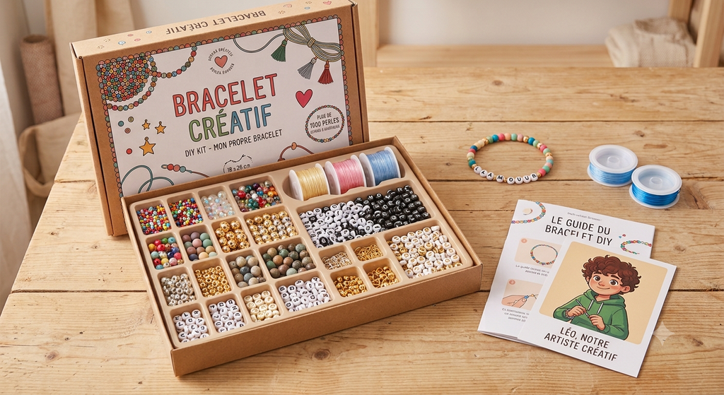 Kit DIY Bracelet Créatif – Édition Spéciale "L'Apprenti Manga"
(Alternative : Pack Combo Créateur – Bracelets Personnalisables & Illustration Kodame-Crutal)